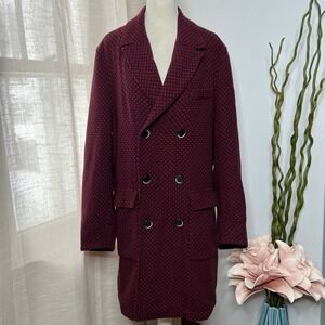 Barena Venezia Wool Coat Double Breasted Jacket Red Blue Acero Italy Men's 52